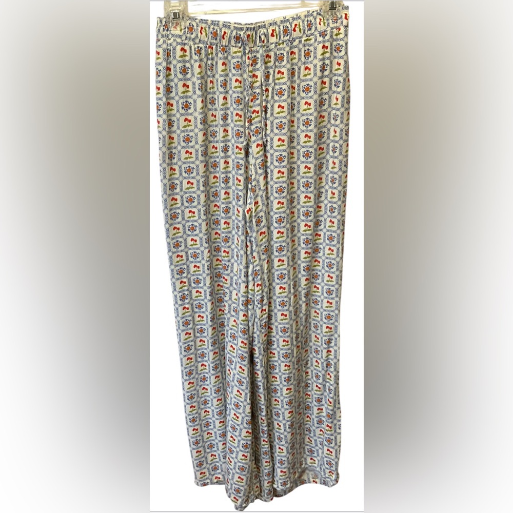 Dippin' Daisy's Heart Cherries and Flower Print Wide Leg Pants size S